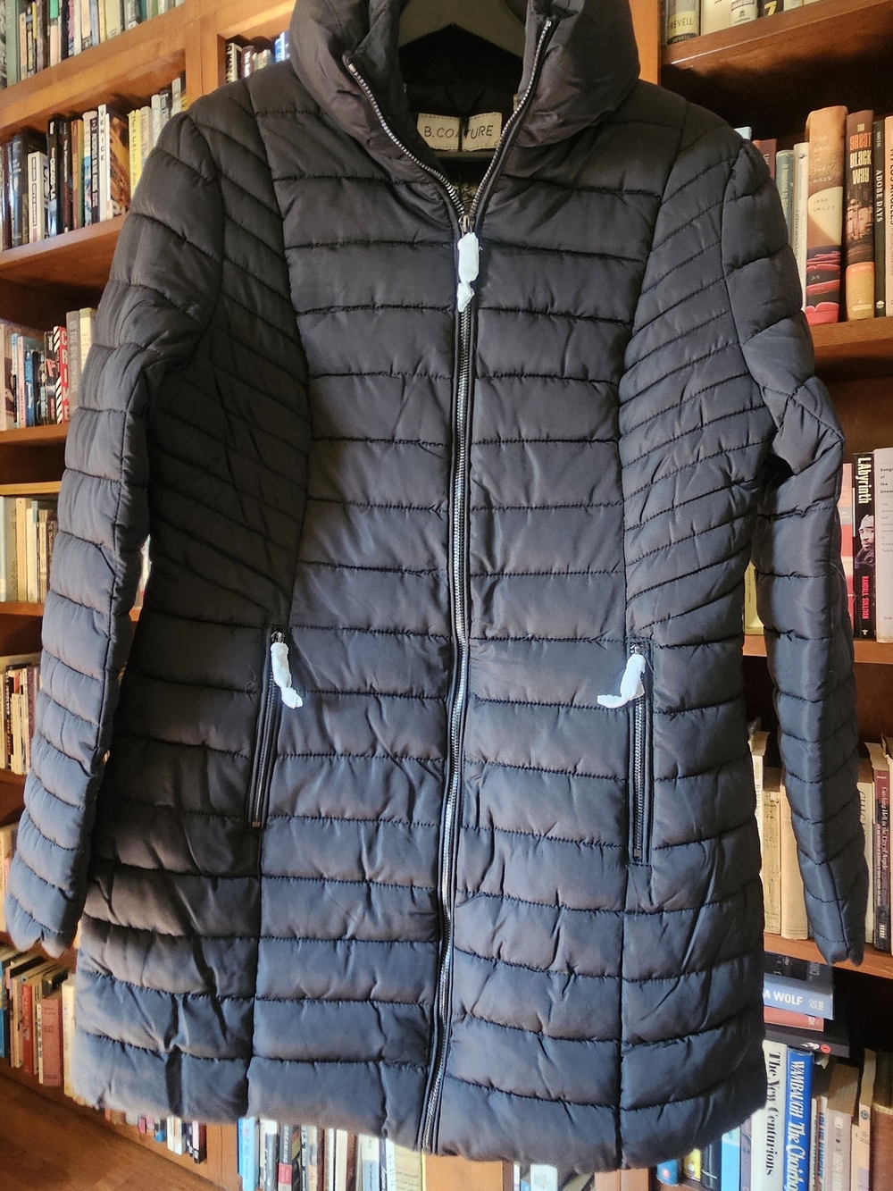 Women's Black Quilted Long Puffer Jacket